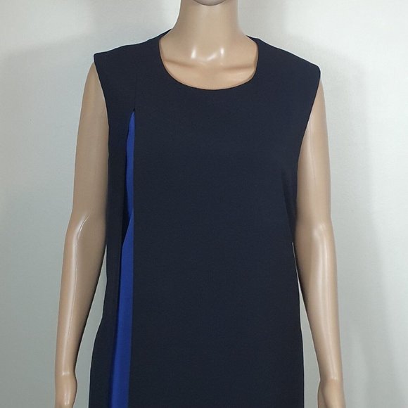 NWOT Jane Lamerton Dress Sze16 black blue Straight shift 2 tone office formal - Picture 2 of 7